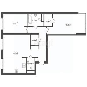 2-к квартира, вторичка, 83м2, 20/21 этаж