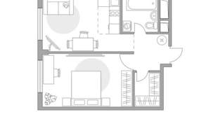 2-к квартира, строящийся дом, 35м2, 8/14 этаж