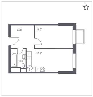 1-к квартира, вторичка, 42м2, 23/33 этаж