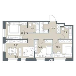 4-к квартира, вторичка, 77м2, 2/6 этаж
