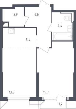 1-к квартира, строящийся дом, 49м2, 8/30 этаж