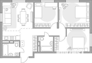 4-к квартира, строящийся дом, 71м2, 3/6 этаж