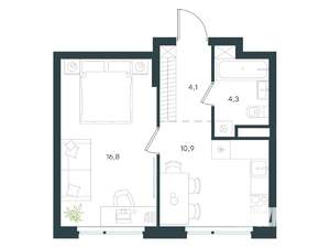 1-к квартира, вторичка, 36м2, 6/15 этаж