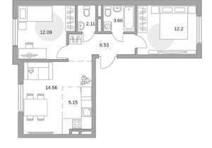 3-к квартира, вторичка, 56м2, 1/6 этаж