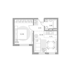 2-к квартира, вторичка, 34м2, 2/6 этаж
