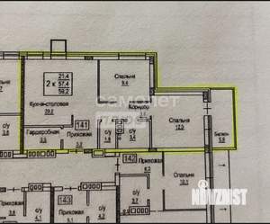 3-к квартира, сданный дом, 60м2, 6/6 этаж