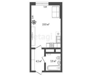 Студия квартира, вторичка, 28м2, 5/33 этаж