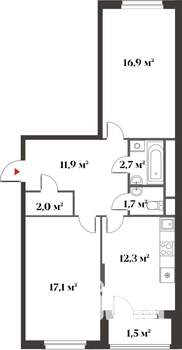 3-к квартира, вторичка, 71м2, 1/6 этаж