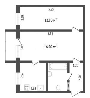 2-к квартира, вторичка, 45м2, 5/5 этаж