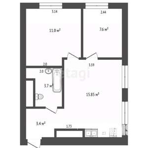 2-к квартира, вторичка, 44м2, 20/44 этаж