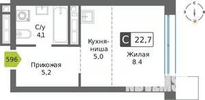 Студия квартира, вторичка, 23м2, 18/32 этаж