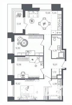 4-к квартира, вторичка, 86м2, 23/28 этаж