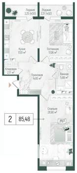 2-к квартира, вторичка, 90м2, 9/10 этаж