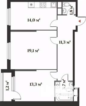2-к квартира, вторичка, 64м2, 5/6 этаж