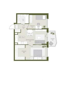 2-к квартира, вторичка, 53м2, 2/8 этаж