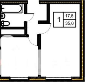 1-к квартира, вторичка, 35м2, 5/5 этаж