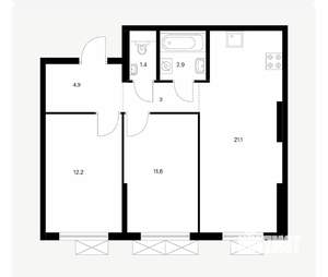 2-к квартира, вторичка, 56м2, 5/9 этаж