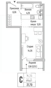 Студия квартира, вторичка, 32м2, 3/9 этаж