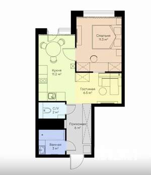 1-к квартира, вторичка, 42м2, 3/10 этаж