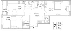 2-к квартира, вторичка, 96м2, 3/9 этаж