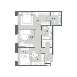 3-к квартира, вторичка, 61м2, 2/6 этаж