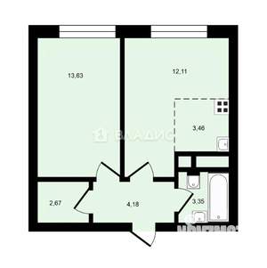 1-к квартира, вторичка, 40м2, 11/24 этаж