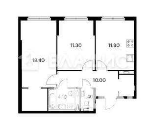 2-к квартира, вторичка, 57м2, 1/9 этаж