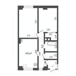 3-к квартира, вторичка, 73м2, 1/3 этаж