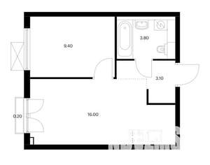 1-к квартира, вторичка, 33м2, 5/9 этаж