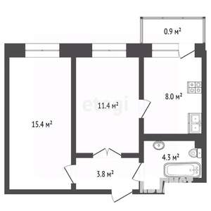 2-к квартира, вторичка, 46м2, 5/5 этаж
