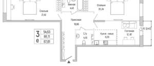 2-к квартира, вторичка, 88м2, 6/9 этаж