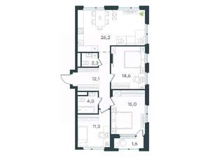 3-к квартира, вторичка, 87м2, 12/15 этаж