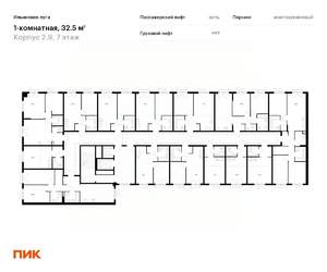 1-к квартира, вторичка, 33м2, 7/9 этаж