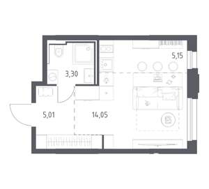Студия квартира, вторичка, 28м2, 4/24 этаж