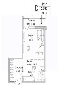Студия квартира, вторичка, 32м2, 6/9 этаж