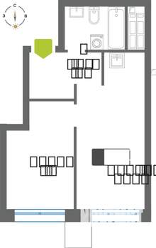 1-к квартира, вторичка, 33м2, 26/31 этаж