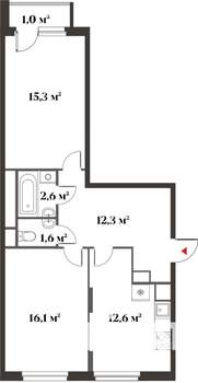 2-к квартира, вторичка, 61м2, 2/6 этаж