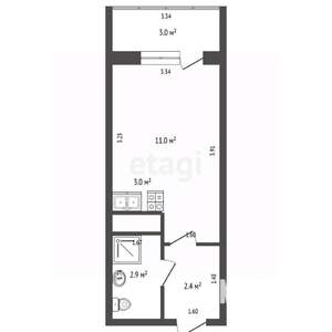 Студия квартира, вторичка, 20м2, 6/8 этаж
