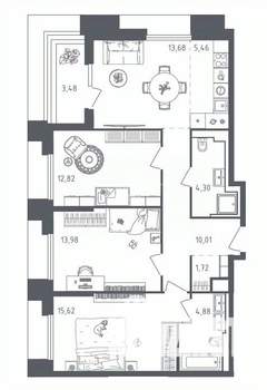 4-к квартира, вторичка, 86м2, 23/28 этаж