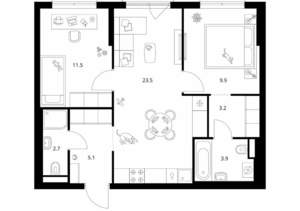 2-к квартира, вторичка, 60м2, 6/9 этаж