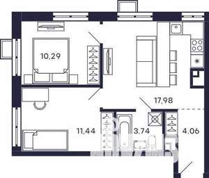 2-к квартира, вторичка, 50м2, 18/28 этаж