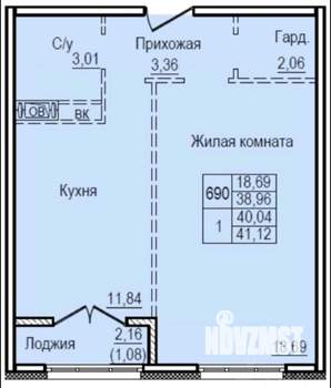 1-к квартира, вторичка, 39м2, 7/8 этаж