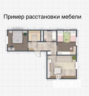 3-к квартира, вторичка, 59м2, 2/6 этаж