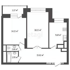 2-к квартира, вторичка, 64м2, 28/30 этаж