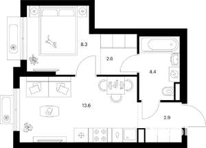 1-к квартира, вторичка, 32м2, 3/9 этаж