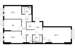 3-к квартира, вторичка, 81м2, 7/9 этаж