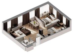 2-к квартира, сданный дом, 71м2, 24/28 этаж