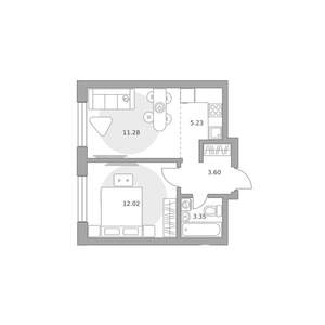2-к квартира, вторичка, 35м2, 15/25 этаж