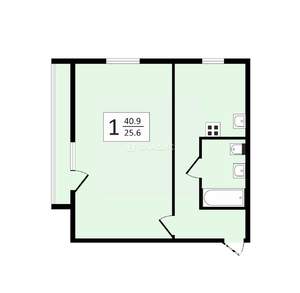1-к квартира, вторичка, 41м2, 1/3 этаж