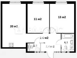 2-к квартира, вторичка, 56м2, 13/33 этаж